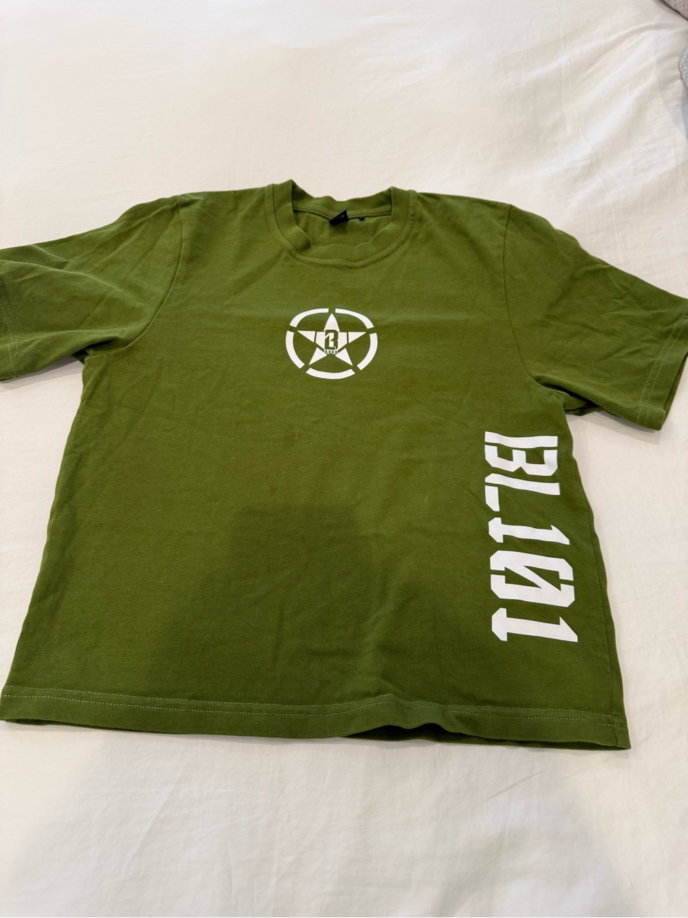 Baseball lifestyle 101 Olive Green Kids Graphic Tee with White size small